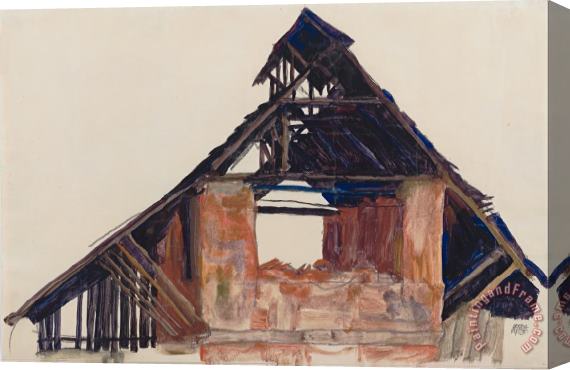 Egon Schiele Old Gable Stretched Canvas Print / Canvas Art