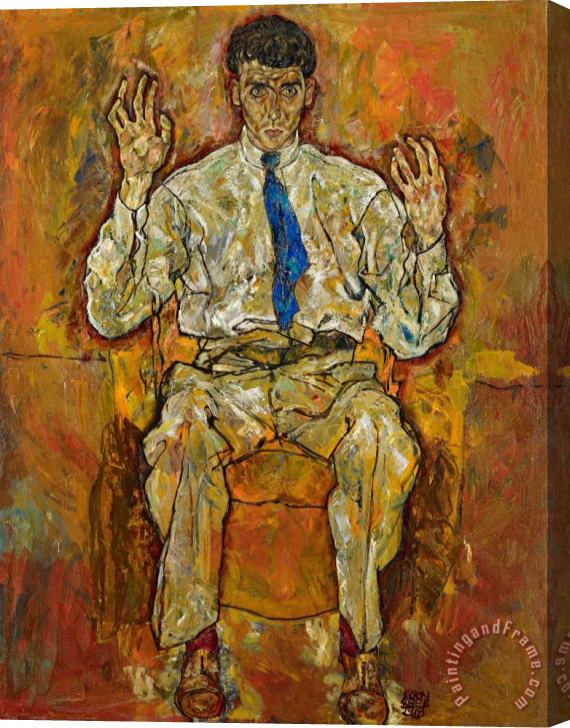 Egon Schiele Portrait of Paris Von Gutersloh (1887 1973) Stretched Canvas Painting / Canvas Art