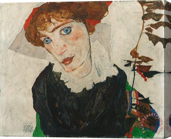 Egon Schiele Portrait of Wally Neuzil Stretched Canvas Painting / Canvas Art