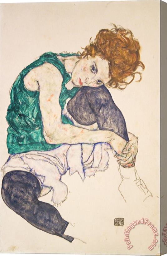 Egon Schiele Seated Woman with Legs Drawn Up (adele Herms) Stretched Canvas Print / Canvas Art