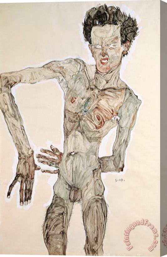 Egon Schiele Self-portrait Stretched Canvas Painting / Canvas Art
