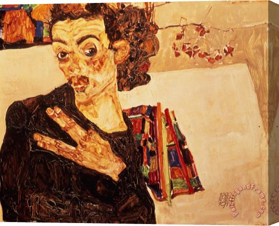 Egon Schiele Self Portrait Stretched Canvas Painting / Canvas Art