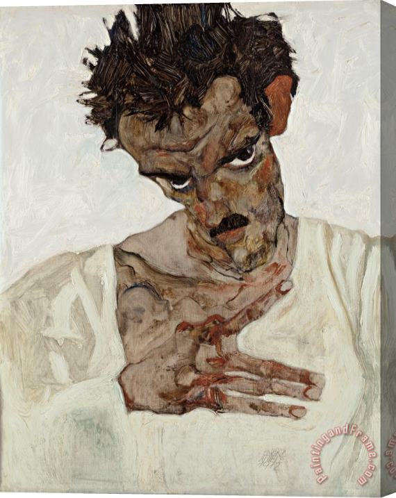 Egon Schiele Self Portrait with Lowered Head Stretched Canvas Print / Canvas Art