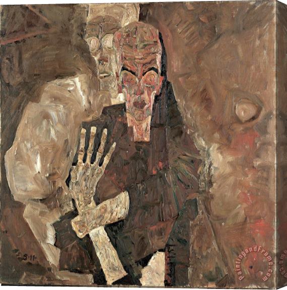 Egon Schiele Self Seer II (death And Man) Stretched Canvas Painting / Canvas Art