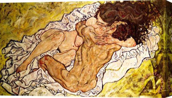 Egon Schiele The Embrace Stretched Canvas Painting / Canvas Art
