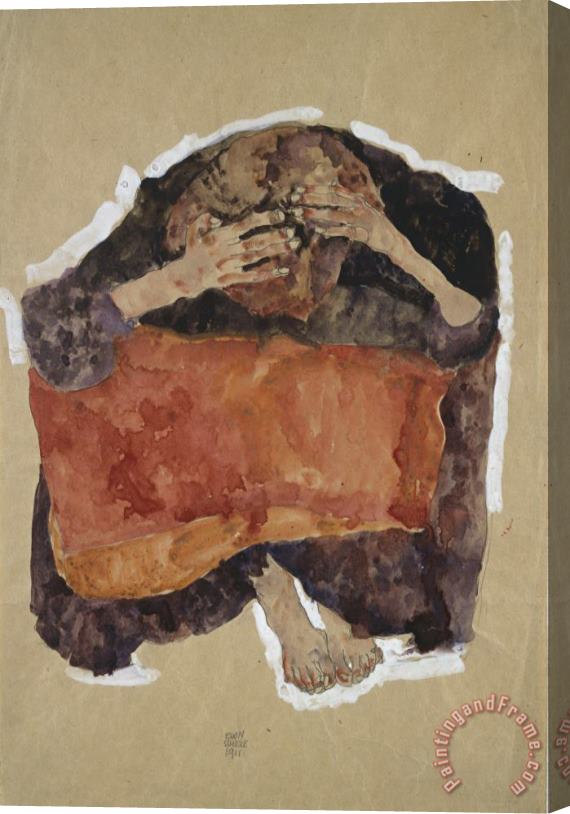 Egon Schiele Troubled Woman Stretched Canvas Painting / Canvas Art
