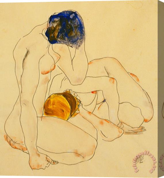 Egon Schiele Two Friends Stretched Canvas Print / Canvas Art