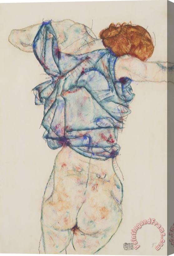 Egon Schiele Woman Undressing Stretched Canvas Print / Canvas Art