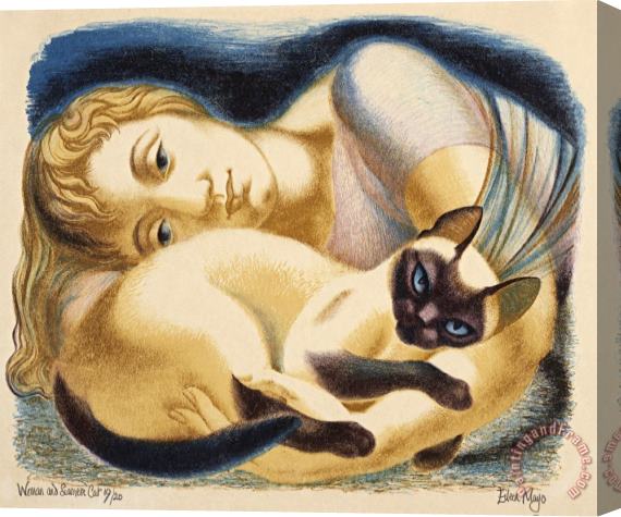 Eileen Mayo Woman And Siamese Cat Stretched Canvas Painting / Canvas Art