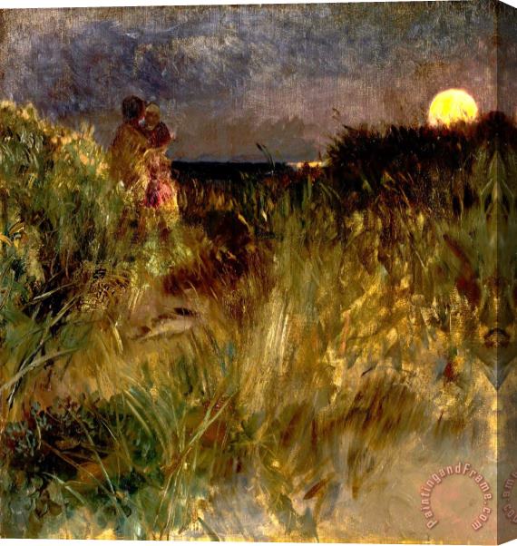 Eilif Peterssen Moonrise Over The Dunes Stretched Canvas Painting / Canvas Art