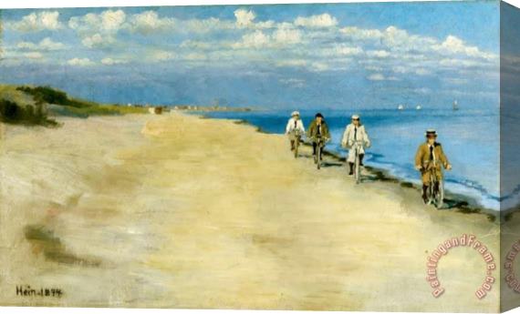 Einar Hein Beach Cyclists Stretched Canvas Painting / Canvas Art