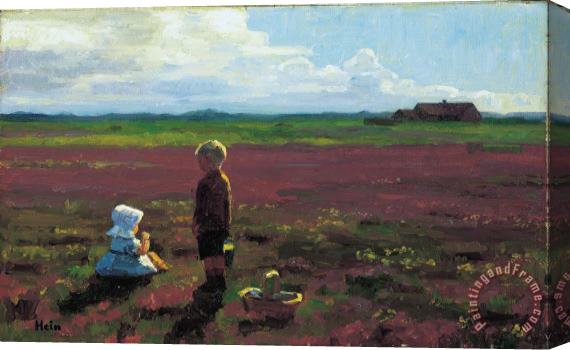 Einar Hein Children Picking Berries on The Moor Stretched Canvas Painting / Canvas Art
