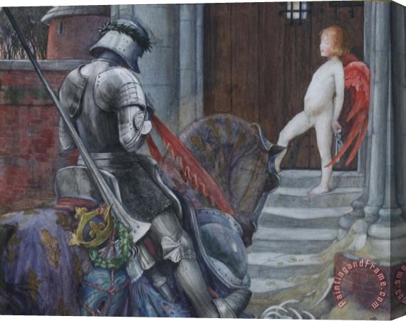 Eleanor Fortescue Brickdale A Knight And Cupid Before a Castle Door Stretched Canvas Painting / Canvas Art