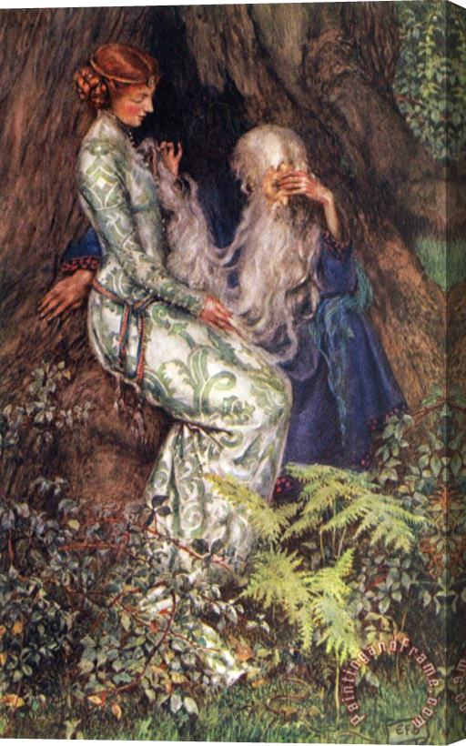 Eleanor Fortescue Brickdale Merlin And Vivien Stretched Canvas Painting / Canvas Art