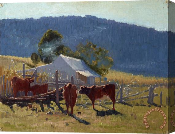 Elioth Gruner Milking Time (araluen Valley) Stretched Canvas Painting / Canvas Art