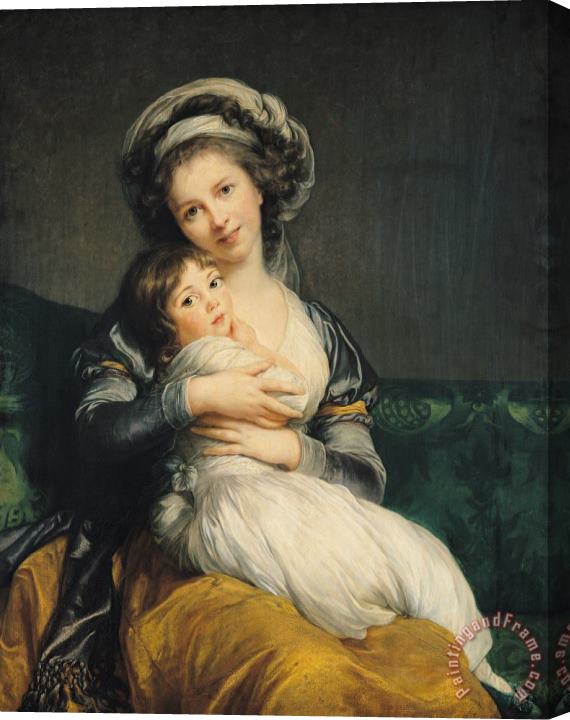 Elisabeth Louise Vigee Lebrun Self portrait in a Turban with her Child Stretched Canvas Print / Canvas Art