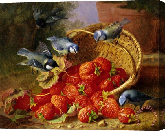 Eloise Harriet Stannard A Feast of Strawberries (blue Tits) by Eloise Harriet Stannard Stretched Canvas Painting / Canvas Art