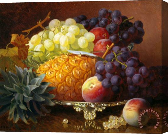Eloise Harriet Stannard Still Life of Grapes And Pineapples Stretched Canvas Painting / Canvas Art