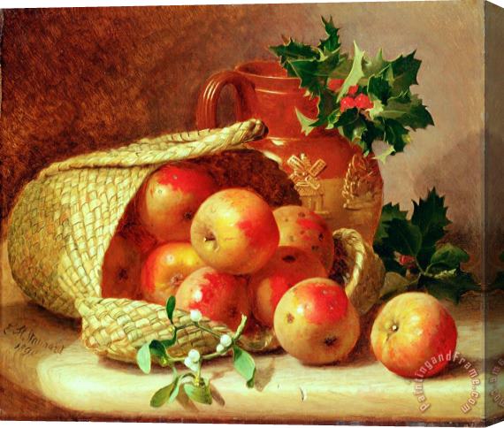 Eloise Harriet Stannard Still Life with Holly And Mistletoe Stretched Canvas Print / Canvas Art