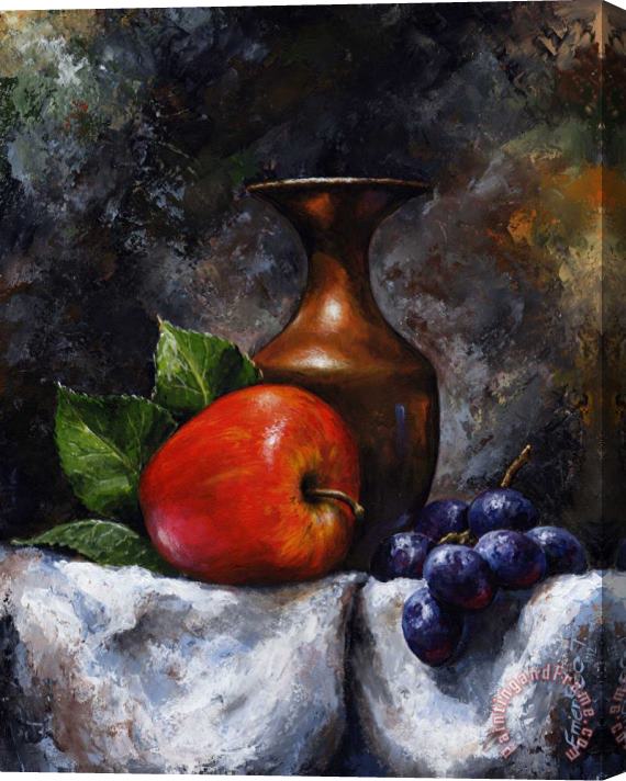 Emerico Toth Apple and grapes Stretched Canvas Print / Canvas Art
