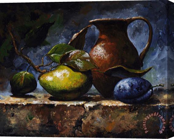 Emerico Toth Pear and plum Stretched Canvas Print / Canvas Art