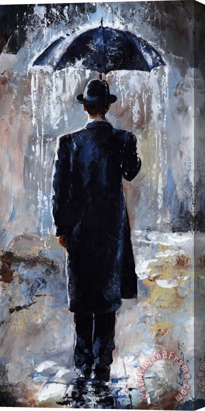 Emerico Toth Rain day - Bowler hat Stretched Canvas Print / Canvas Art