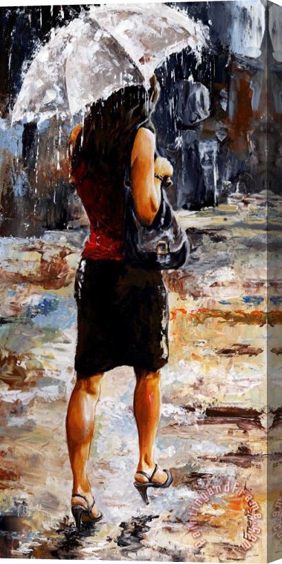 Emerico Toth Rainy day - Woman of New York 04 Stretched Canvas Print / Canvas Art