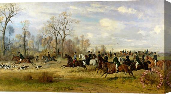Emil Adam Emperor Franz Joseph I Of Austria Hunting To Hounds With The Countess Larisch In Silesia Stretched Canvas Print / Canvas Art