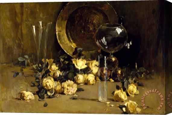 Emil Carlsen Still Life with Yellow Roses Stretched Canvas Print / Canvas Art