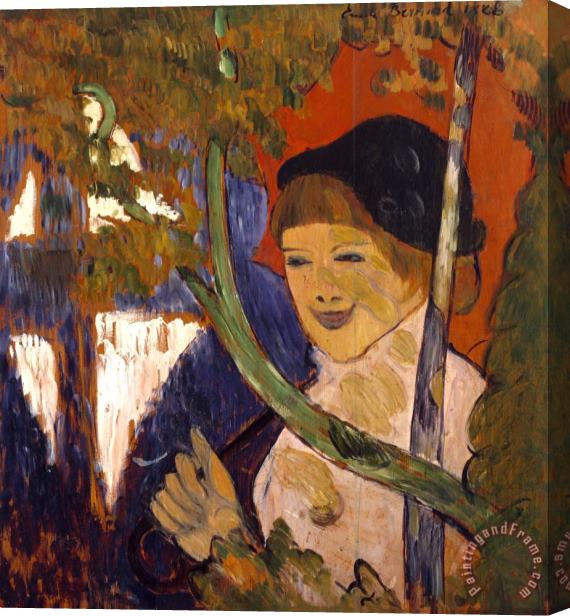 Emile Bernard Breton Girl with a Red Umbrella Stretched Canvas Print / Canvas Art