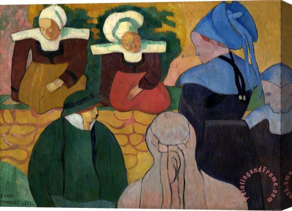 Emile Bernard Breton Women at a Wall Stretched Canvas Painting / Canvas Art