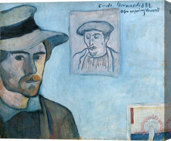 Emile Bernard Self Portrait with Portrait of Gauguin Stretched Canvas Painting / Canvas Art