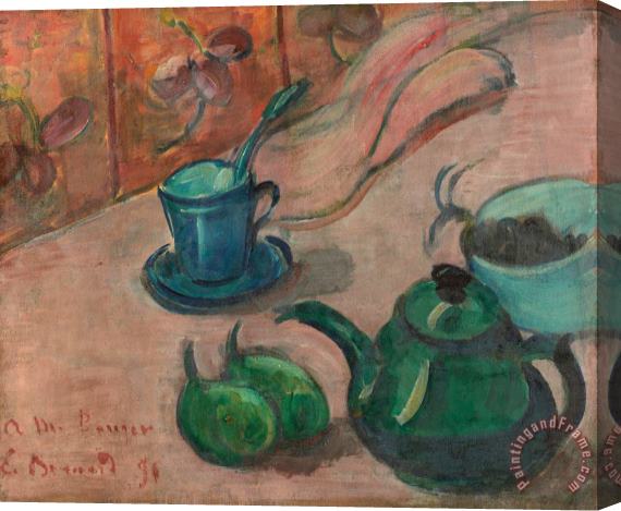 Emile Bernard Still Life with Teapot, Cup And Fruit Stretched Canvas Print / Canvas Art
