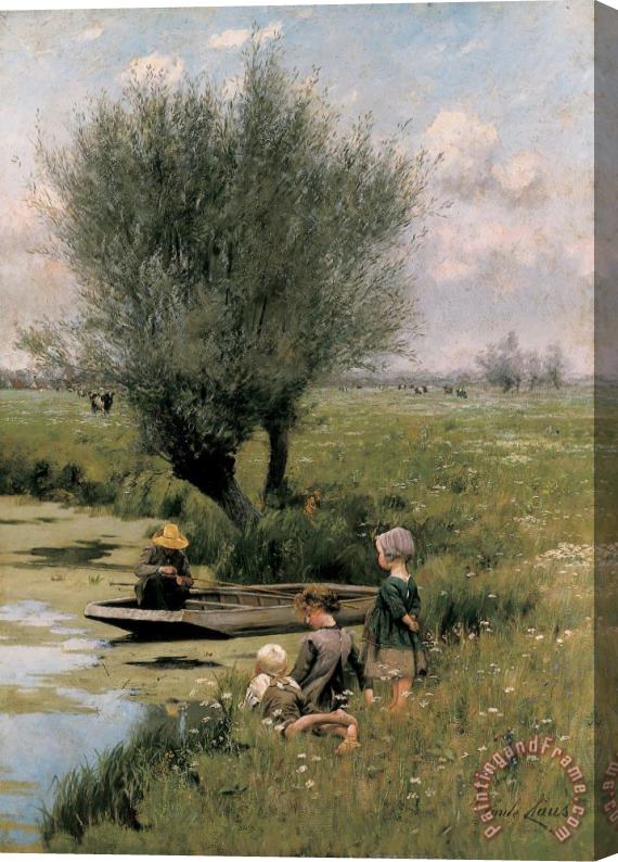 Emile Claus By the Riverside Stretched Canvas Painting / Canvas Art