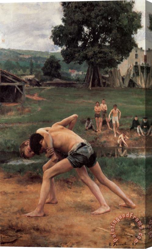 Emile Friant Wrestling Stretched Canvas Painting / Canvas Art