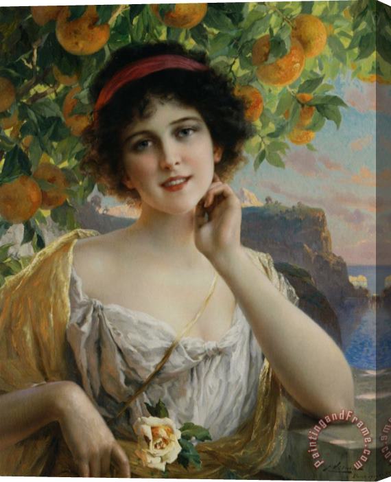 Emile Vernon Beauty Under The Orange Tree Stretched Canvas Painting / Canvas Art