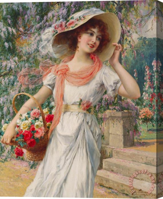 Emile Vernon The Flower Girl Stretched Canvas Print / Canvas Art