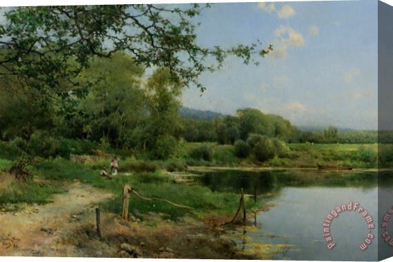 Emilio Sanchez Perrier A Picnic on The Riverbank Stretched Canvas Painting / Canvas Art