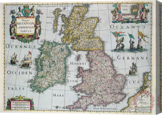 English School Antique Map of Britain Stretched Canvas Print / Canvas Art