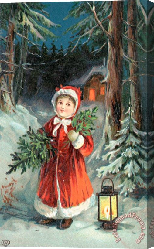 English School British Christmas Card Stretched Canvas Painting / Canvas Art