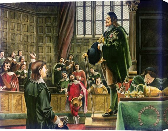 English School Charles I in the House of Commons Stretched Canvas Print / Canvas Art