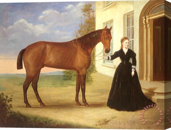 English School  Portrait of a lady with her horse Stretched Canvas Painting / Canvas Art