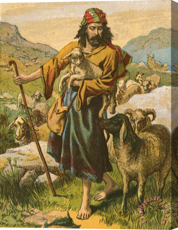 English School The Good Shepherd Stretched Canvas Painting / Canvas Art