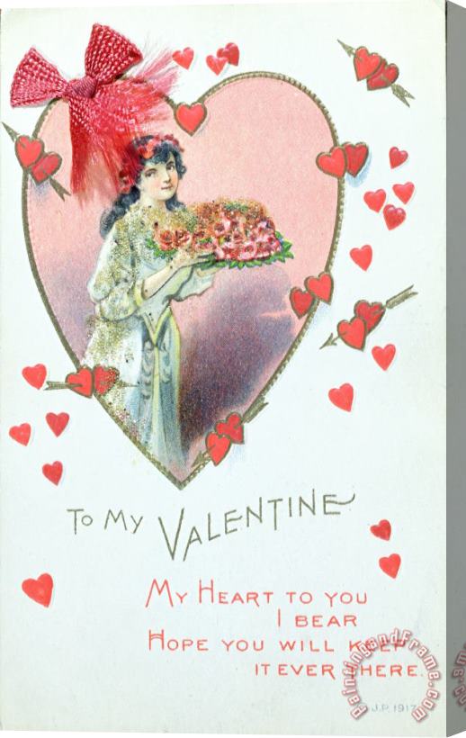 English School Valentine Card Stretched Canvas Print / Canvas Art