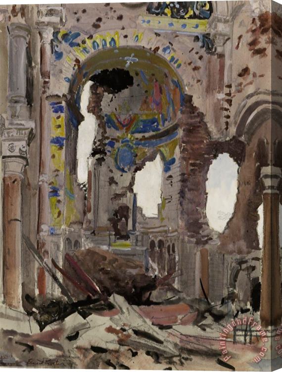 Ernest Proctor Bombed Out Interior Of Albert Church Stretched Canvas Painting / Canvas Art