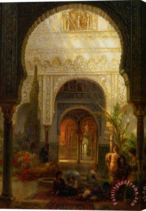Ernst Carl Eugen Koerner The Patio Della Reina The Alcazar Sevilla Stretched Canvas Painting / Canvas Art