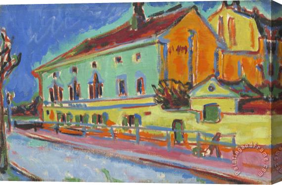 Ernst Ludwig Kirchner Dance Hall Bellevue (previously Known As Houses in Dresden) Stretched Canvas Painting / Canvas Art