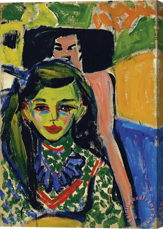 Ernst Ludwig Kirchner Franzi Vor Geschnitztem Stuhl Stretched Canvas Painting / Canvas Art