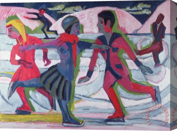 Ernst Ludwig Kirchner Ice Skaters Stretched Canvas Print / Canvas Art