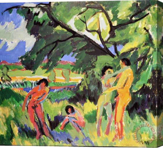 Ernst Ludwig Kirchner Nudes Playing Under Tree Stretched Canvas Print / Canvas Art